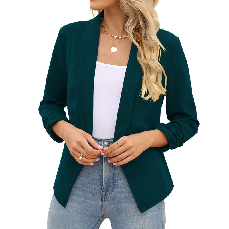 POGTMM Tailored Blazer Women Open Front Cardigans for Women Classy Cardigans (Dark Green, L) - Image 2